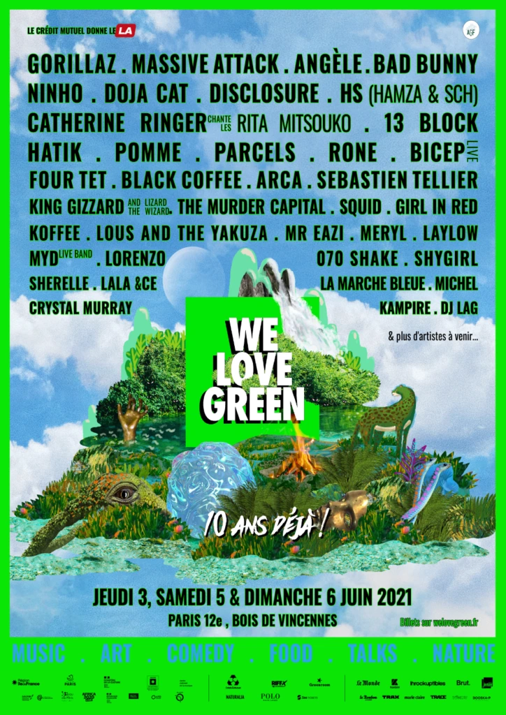 Scénographie avec écrans vidéo géants lors d'un concert du soir à We Love Green